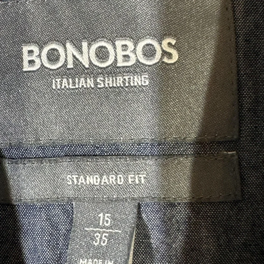 Bonobos Italian Shirting Dress Shirt Mens 15 35 Blue Long Sleeve Standard Fit